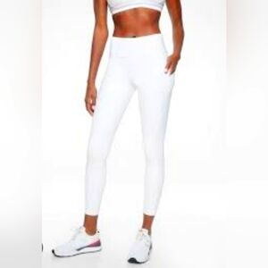 NEW Athleta white contender tights zip high rise size large